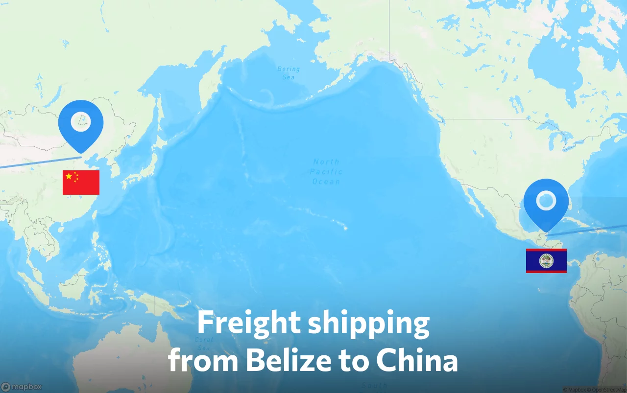 Shipping route from Belize to China