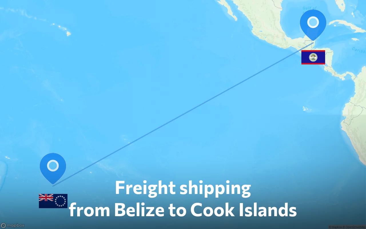 Shipping route from Belize to Cook Islands