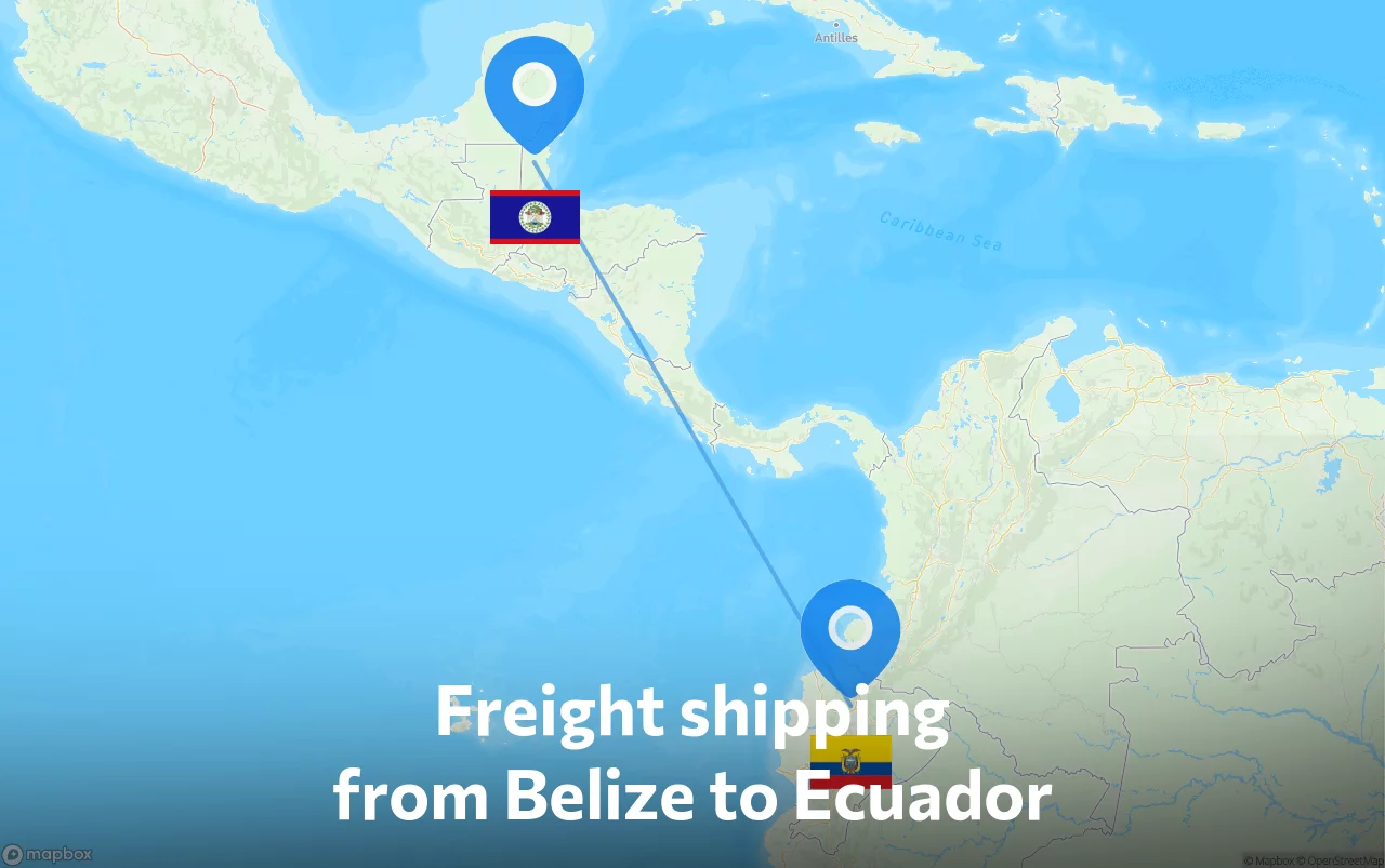 Shipping route from Belize to Ecuador