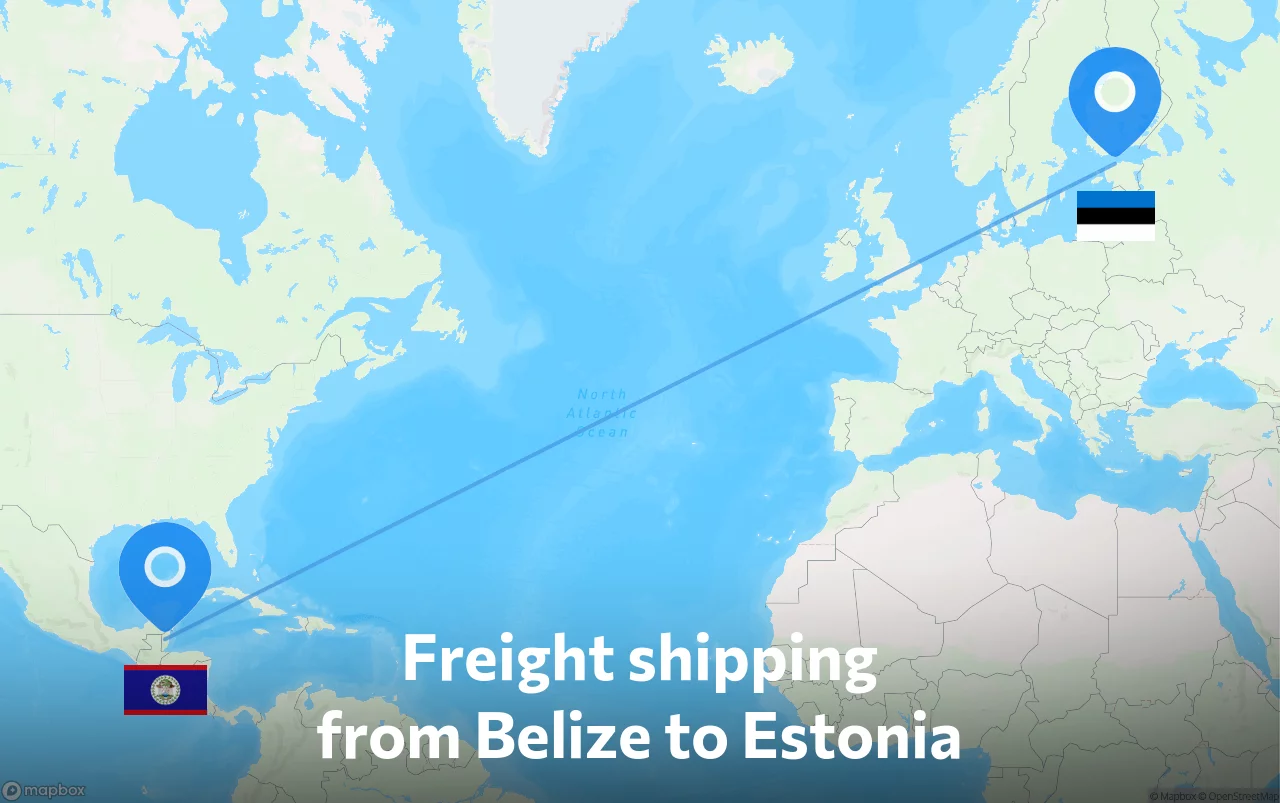 Shipping route from Belize to Estonia