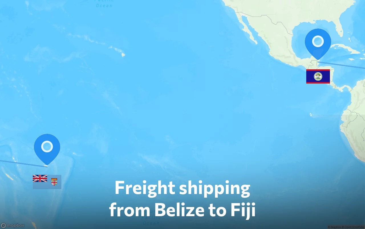 Shipping route from Belize to Fiji