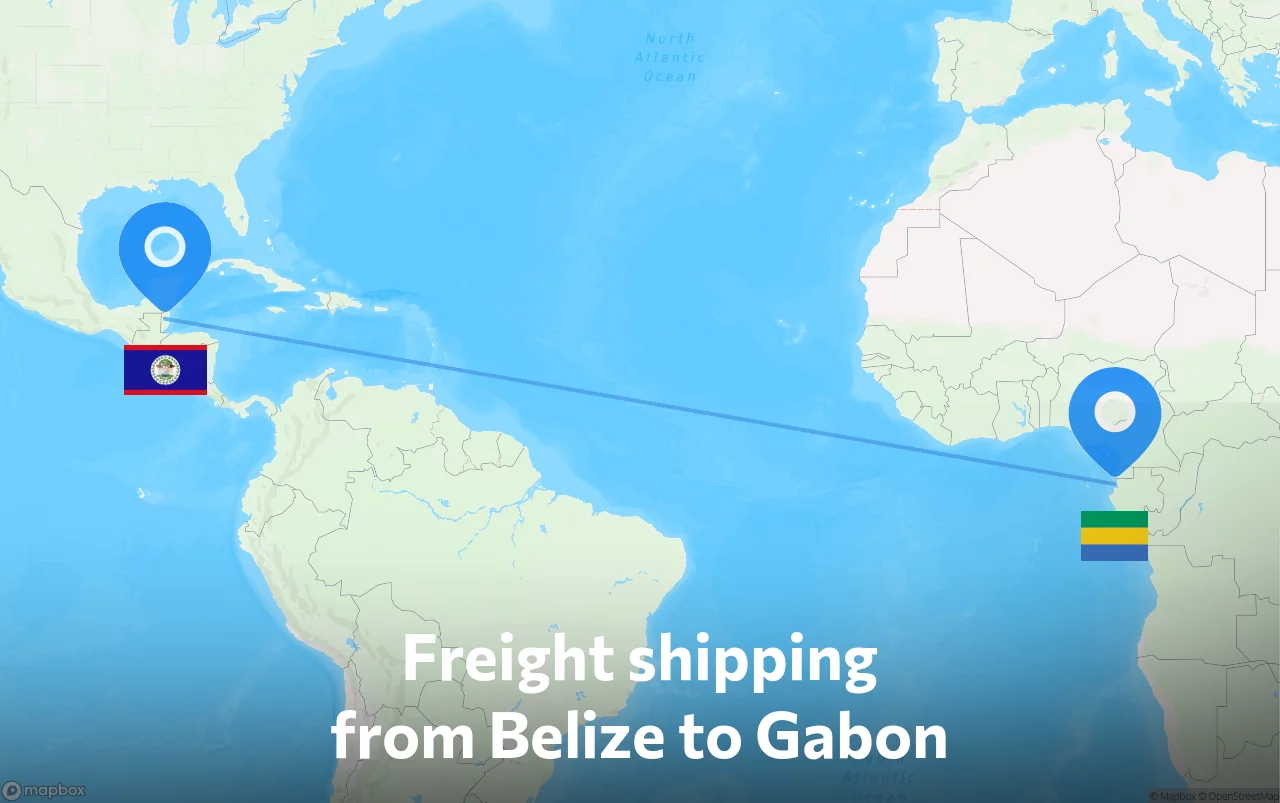 Shipping route from Belize to Gabon