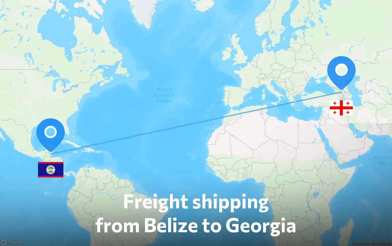 Shipping route from Belize to Georgia