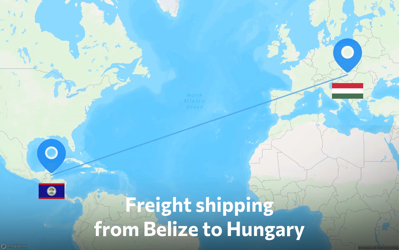 Shipping route from Belize to Hungary