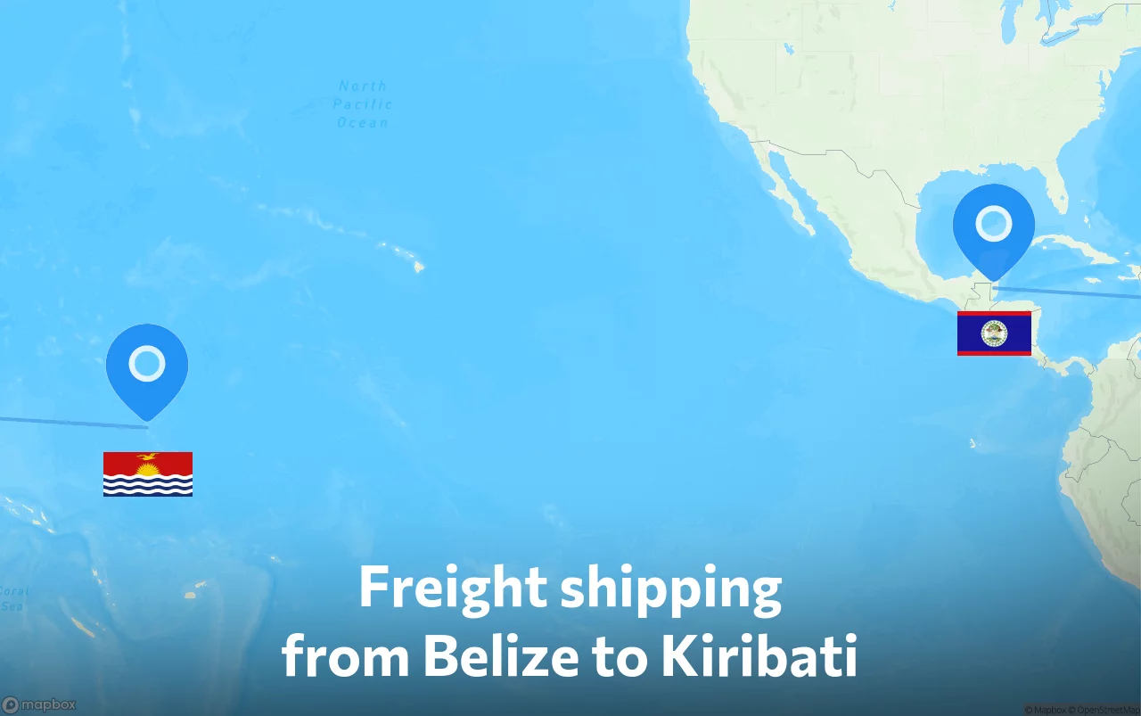 Shipping route from Belize to Kiribati