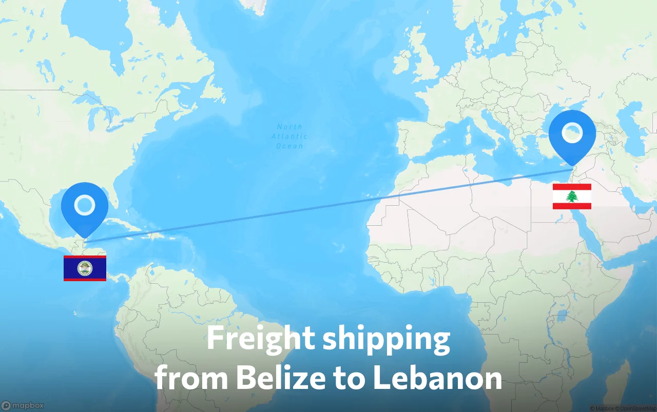 Shipping route from Belize to Lebanon