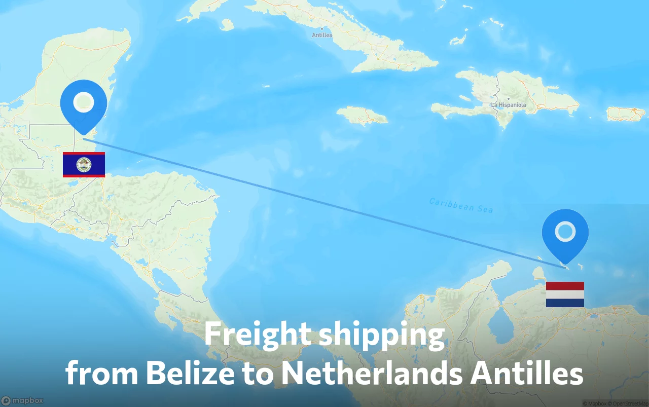 Shipping route from Belize to Netherlands Antilles