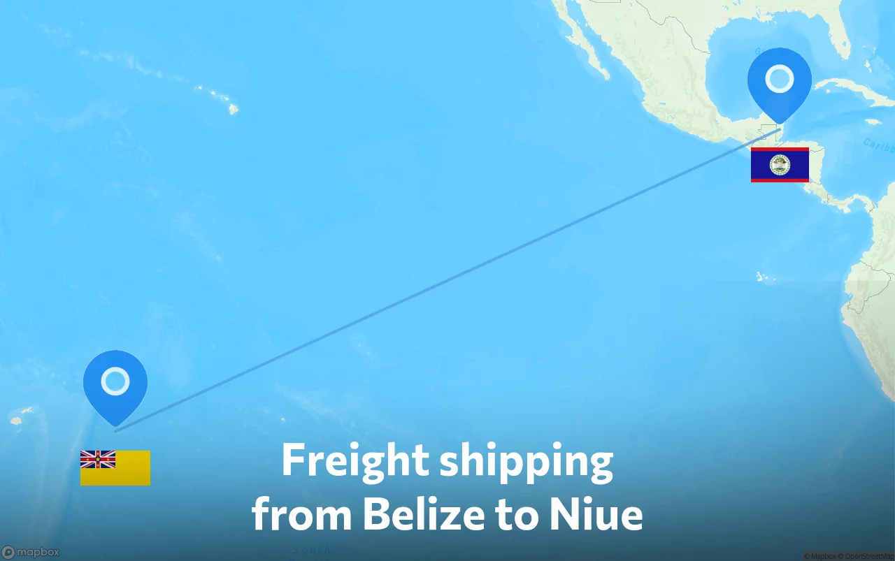 Shipping route from Belize to Niue