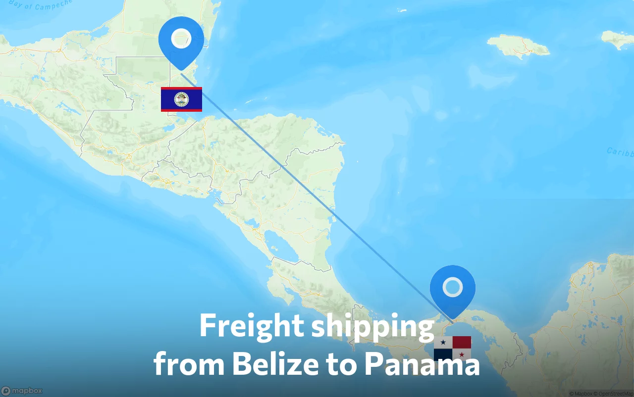 Shipping route from Belize to Panama