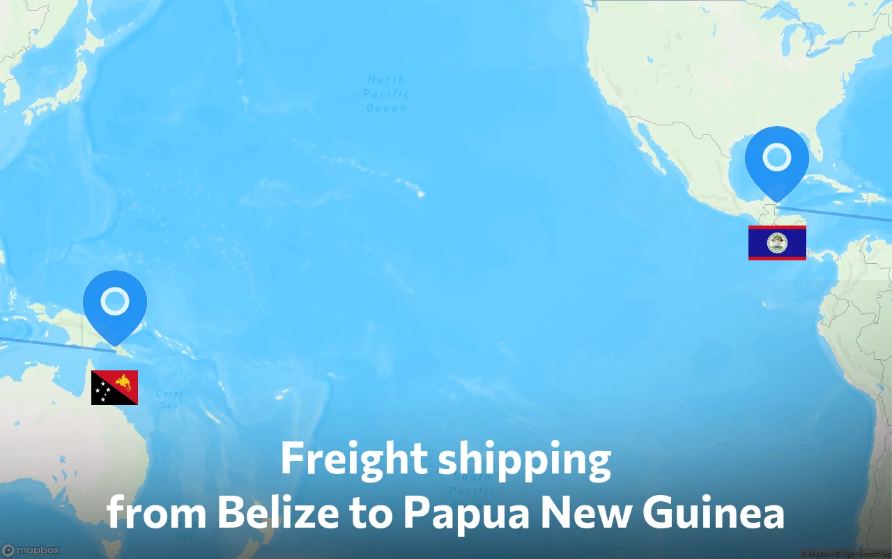 Shipping route from Belize to Papua New Guinea
