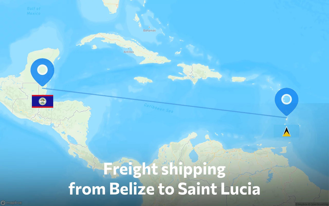 Shipping route from Belize to Saint Lucia