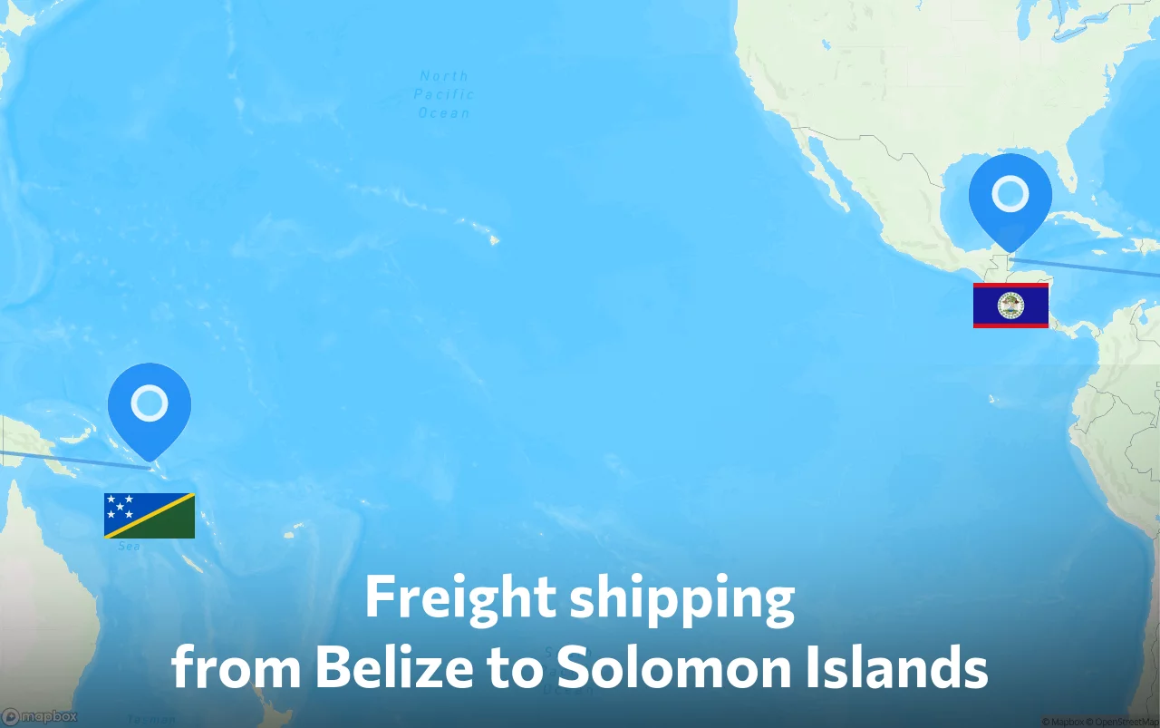Shipping route from Belize to Solomon Islands