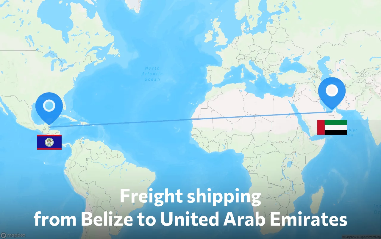 Shipping route from Belize to United Arab Emirates