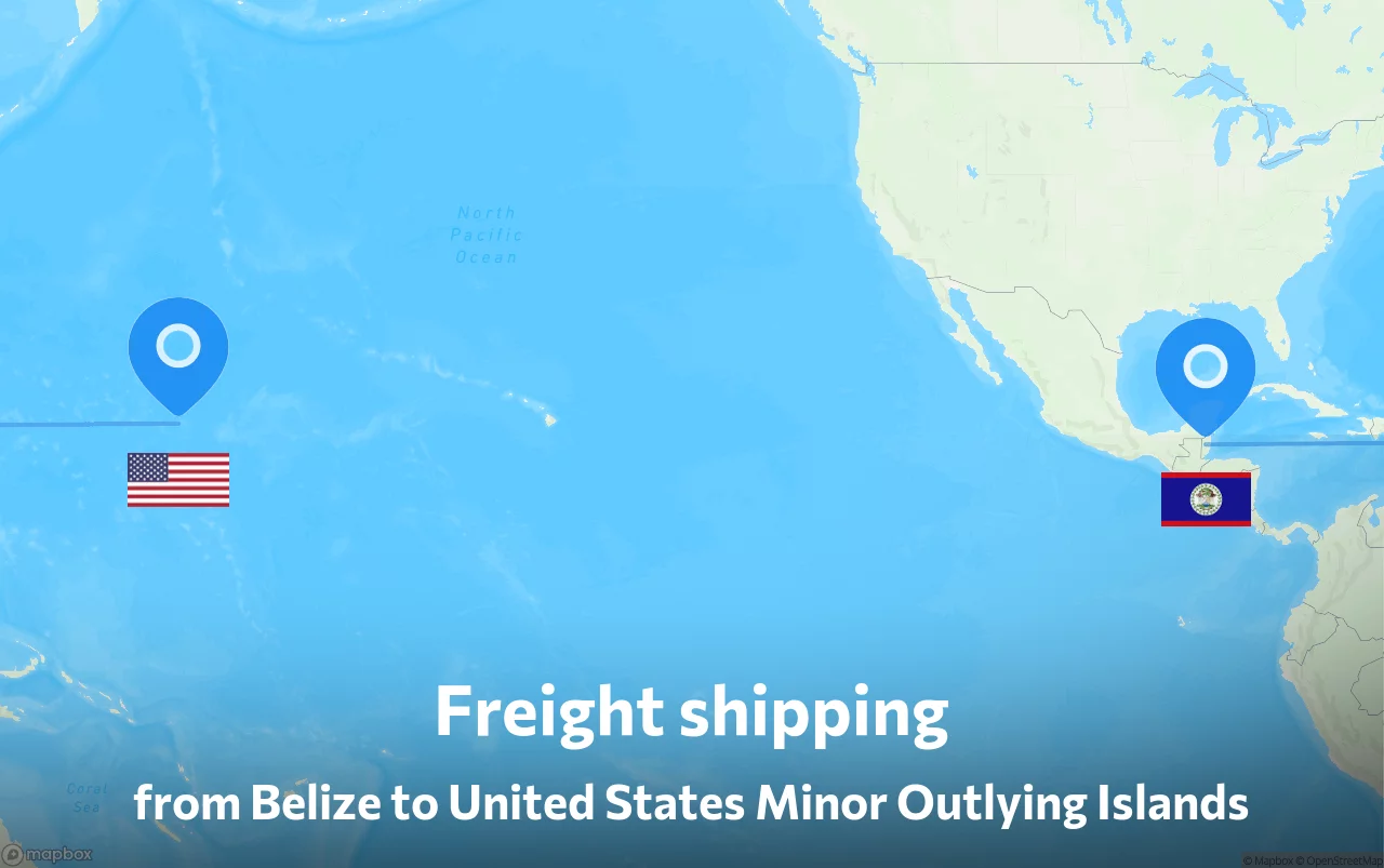 Shipping route from Belize to United States Minor Outlying Islands