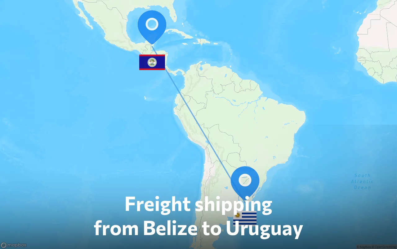Shipping route from Belize to Uruguay