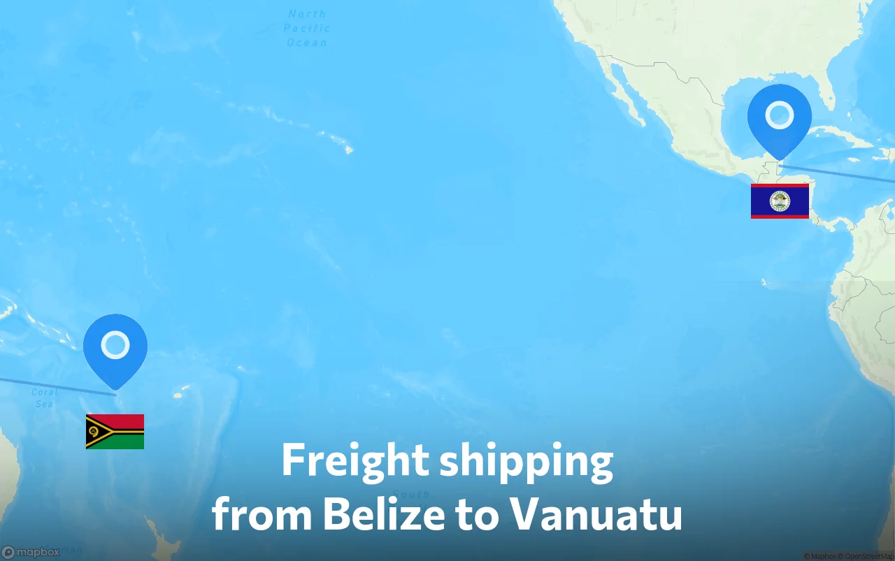 Shipping route from Belize to Vanuatu