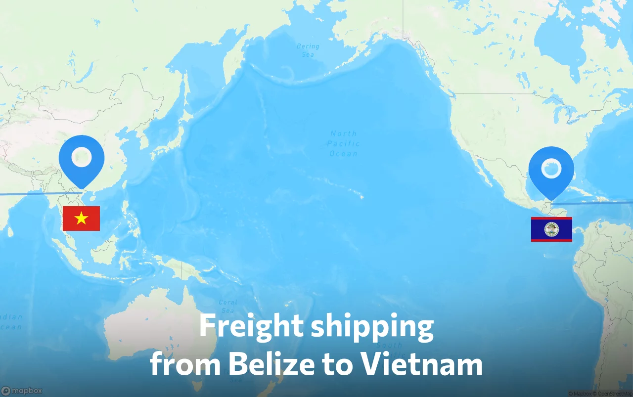 Shipping route from Belize to Vietnam