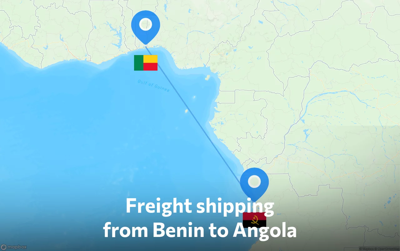 Shipping route from Benin to Angola
