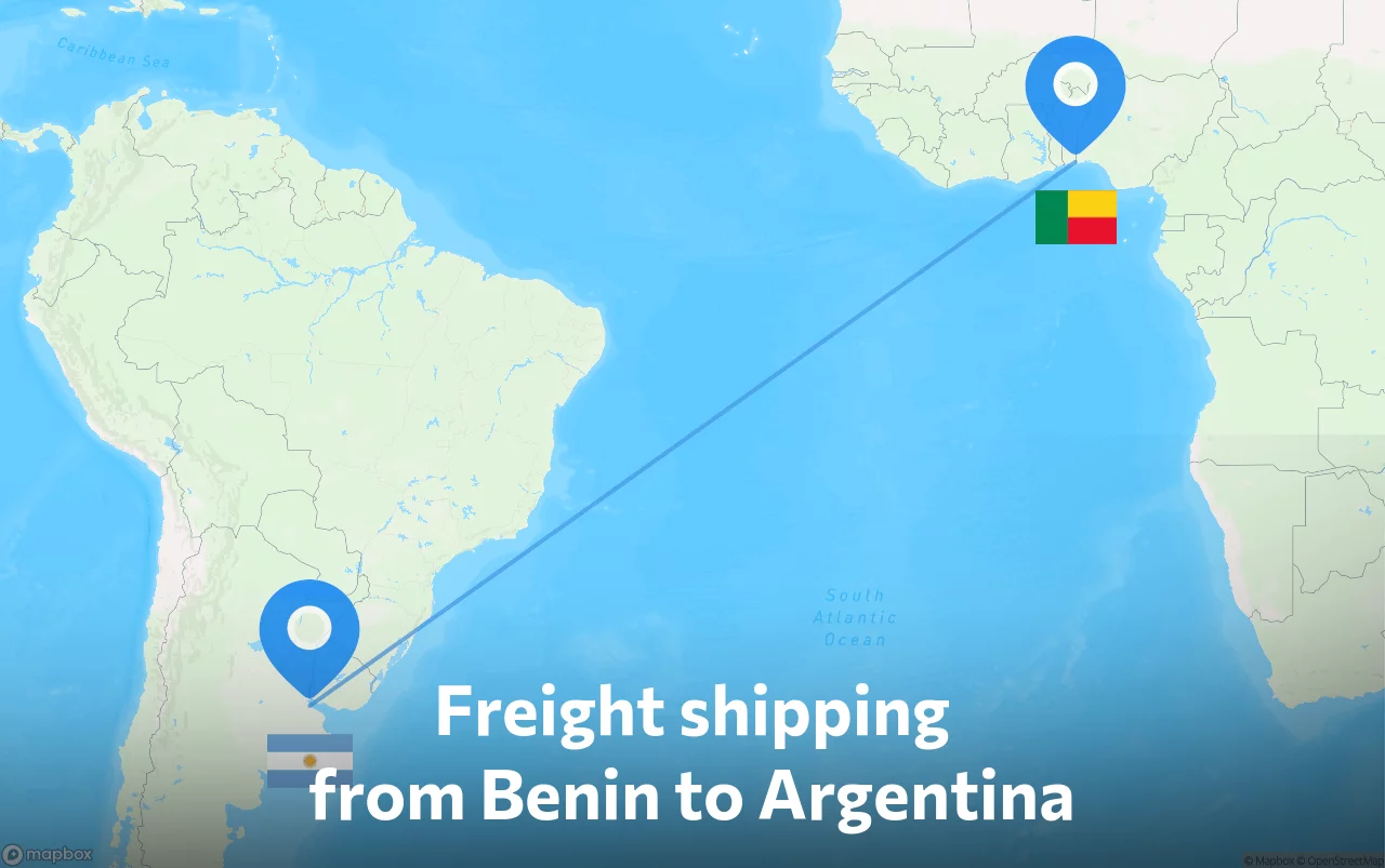 Shipping route from Benin to Argentina