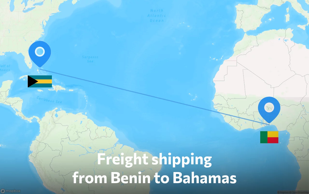 Shipping route from Benin to Bahamas