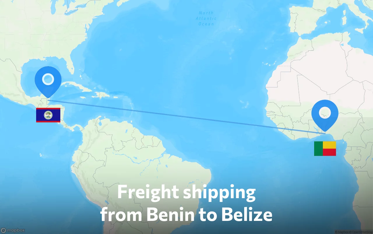Shipping route from Benin to Belize