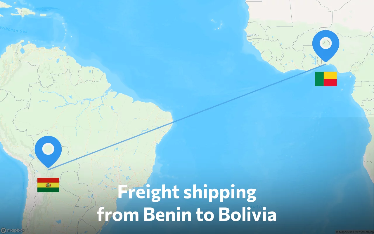 Shipping route from Benin to Bolivia
