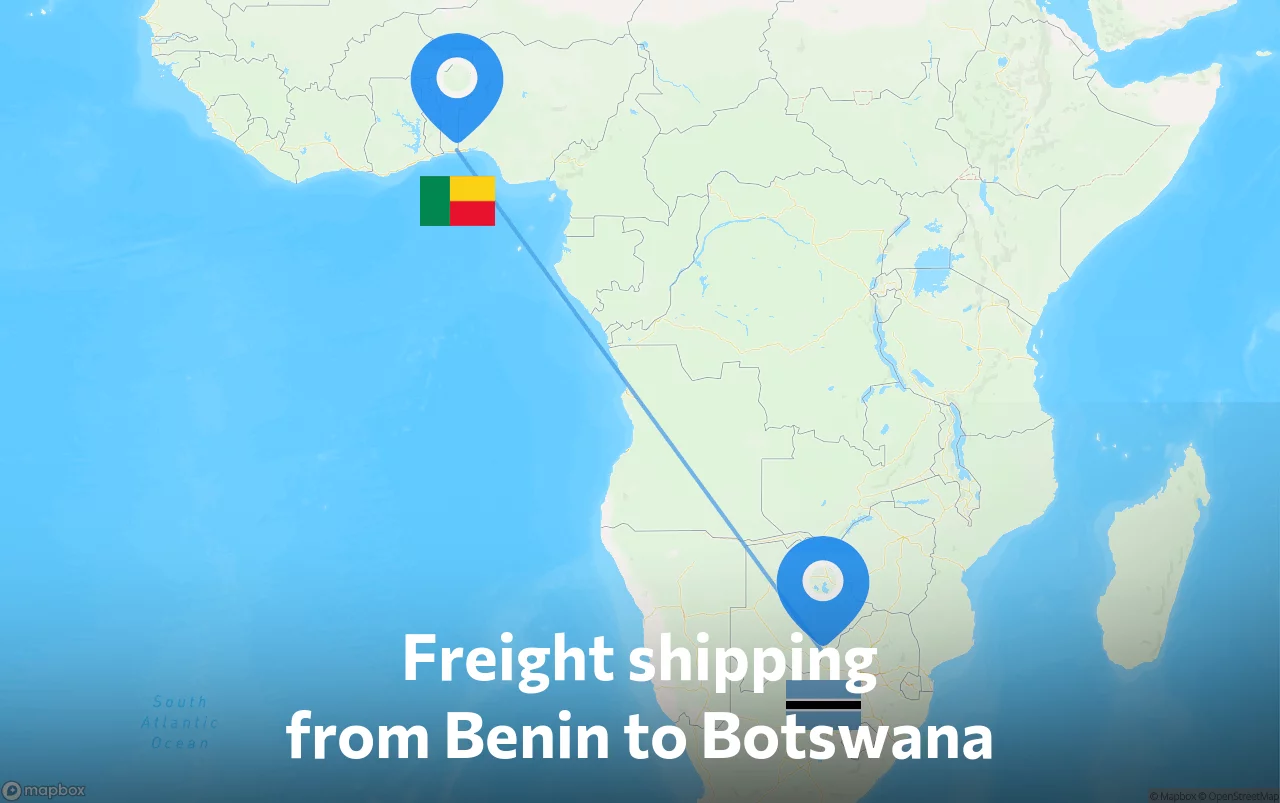 Shipping route from Benin to Botswana