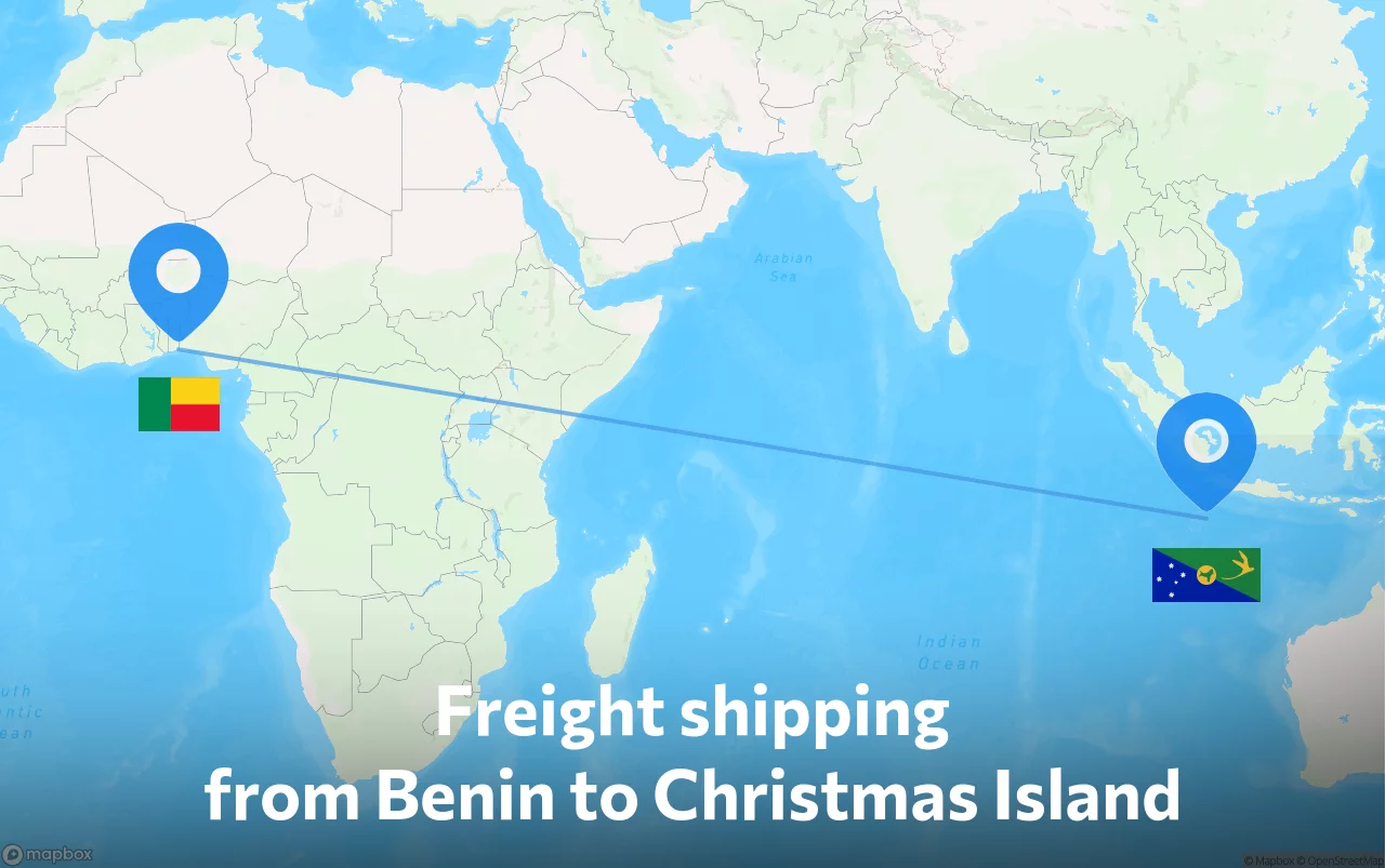 Shipping route from Benin to Christmas Island
