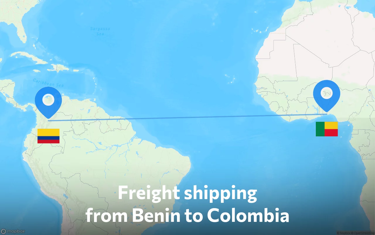 Shipping route from Benin to Colombia
