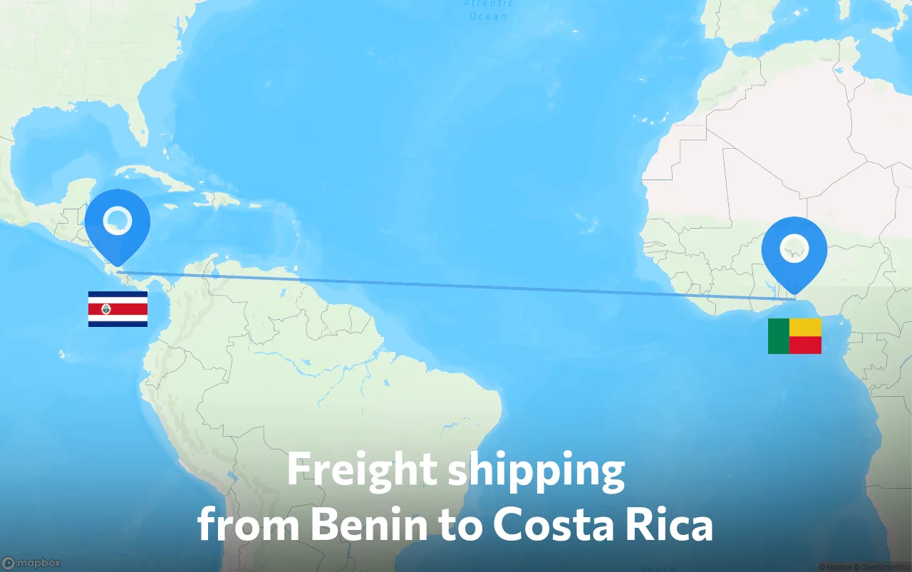 Shipping route from Benin to Costa Rica
