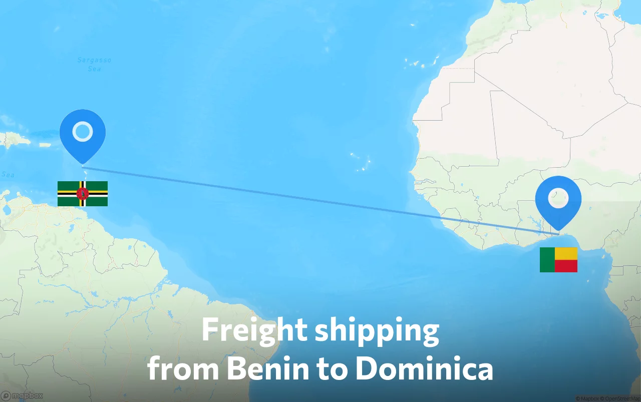 Shipping route from Benin to Dominica