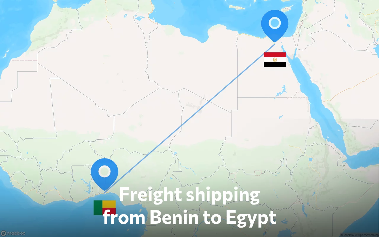 Shipping route from Benin to Egypt