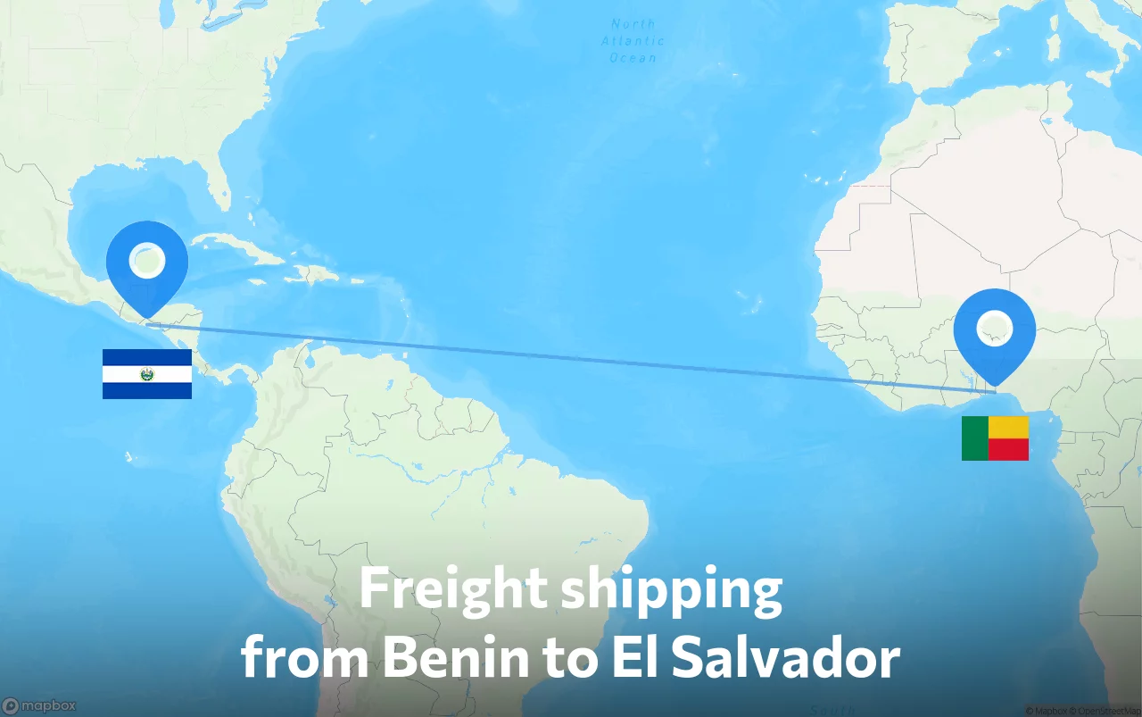 Shipping route from Benin to El Salvador
