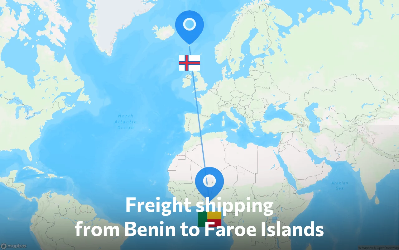 Shipping route from Benin to Faroe Islands