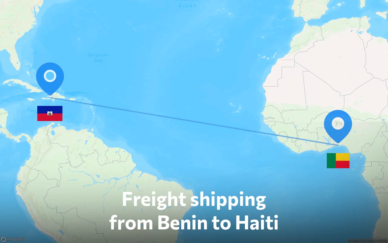 Shipping route from Benin to Haiti