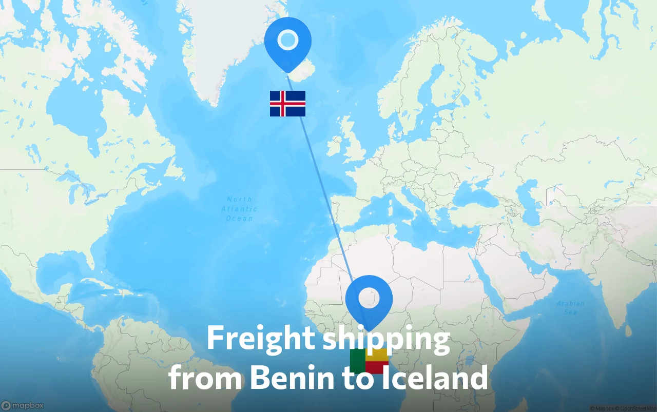 Shipping route from Benin to Iceland