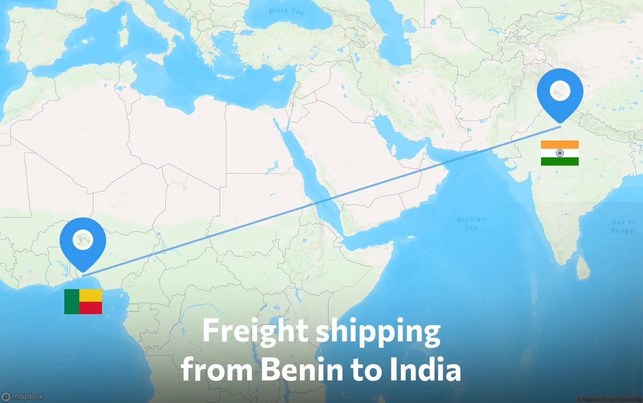 Shipping route from Benin to India