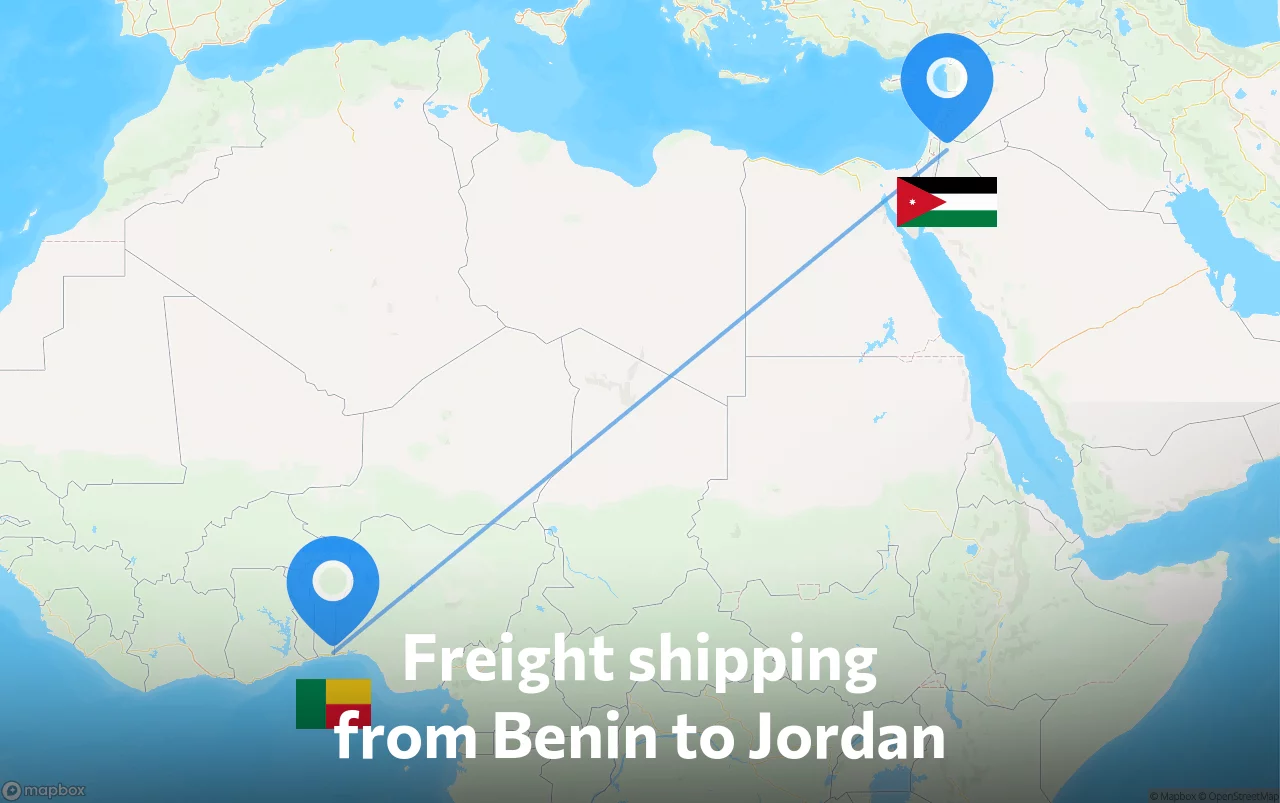 Shipping route from Benin to Jordan