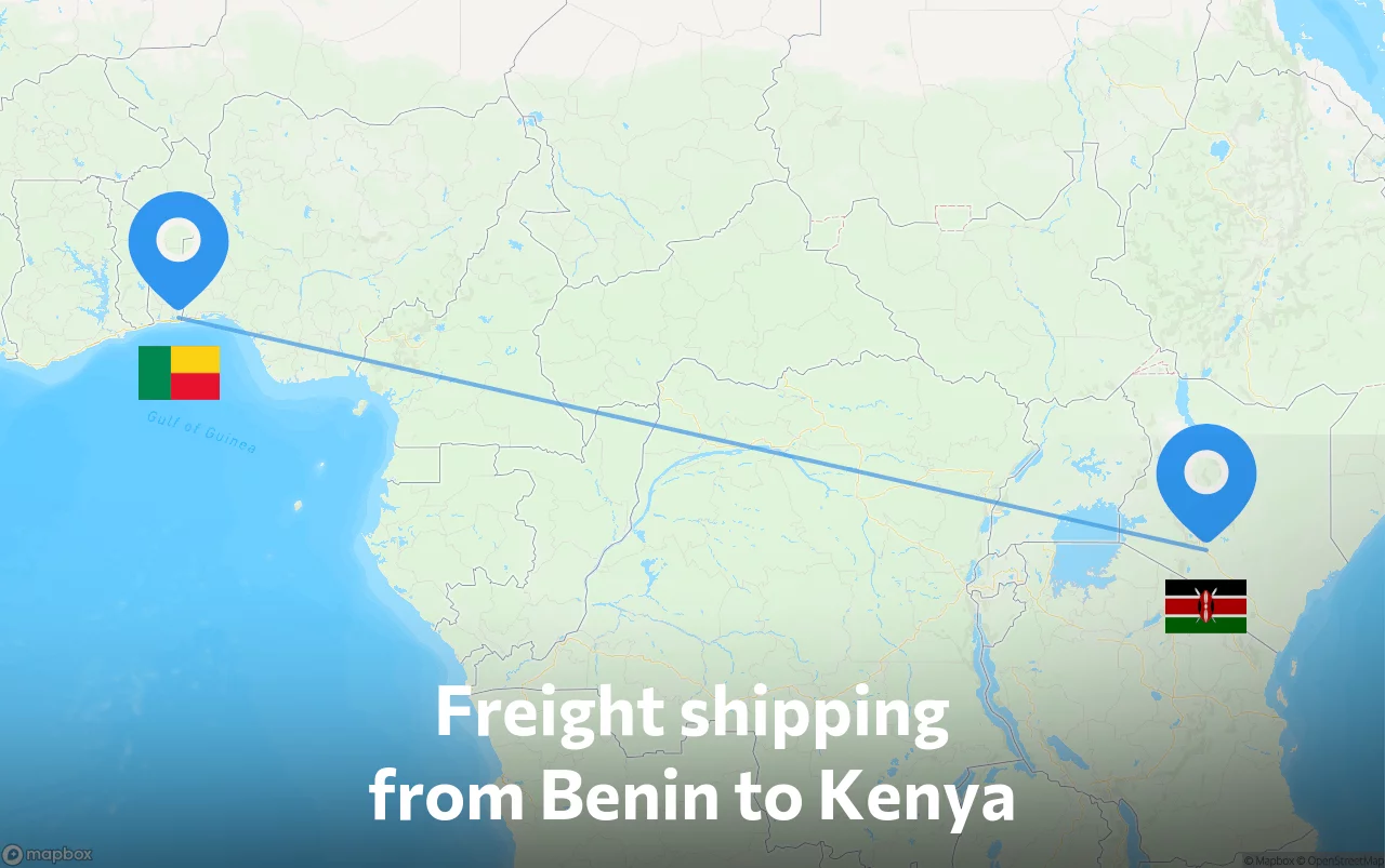 Shipping route from Benin to Kenya