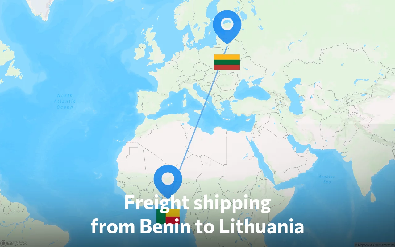 Shipping route from Benin to Lithuania