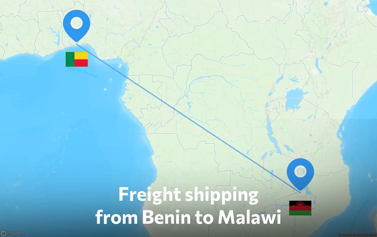 Shipping route from Benin to Malawi