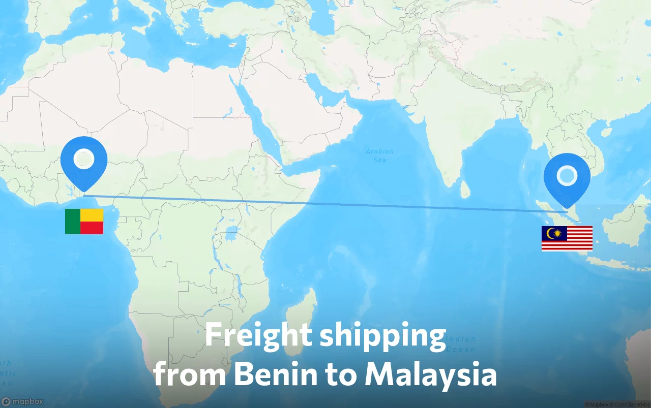 Shipping route from Benin to Malaysia