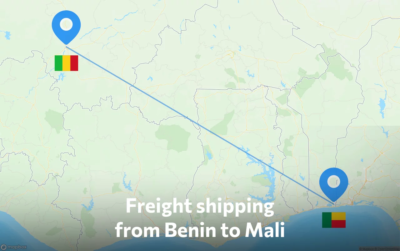 Shipping route from Benin to Mali