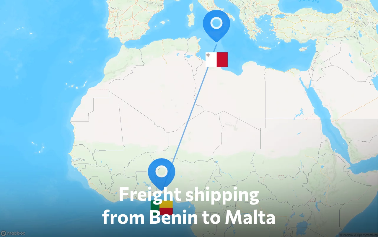Shipping route from Benin to Malta