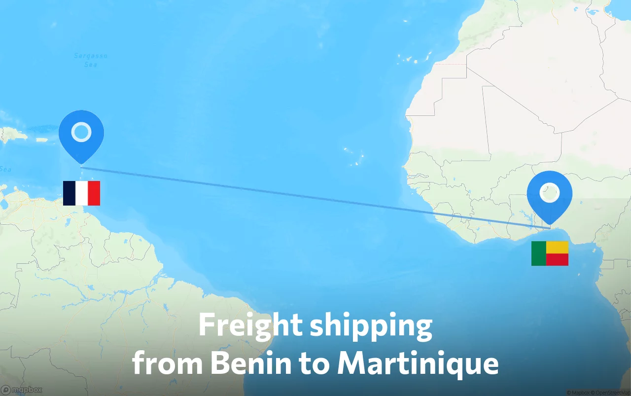 Shipping route from Benin to Martinique