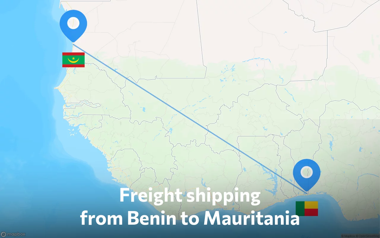 Shipping route from Benin to Mauritania