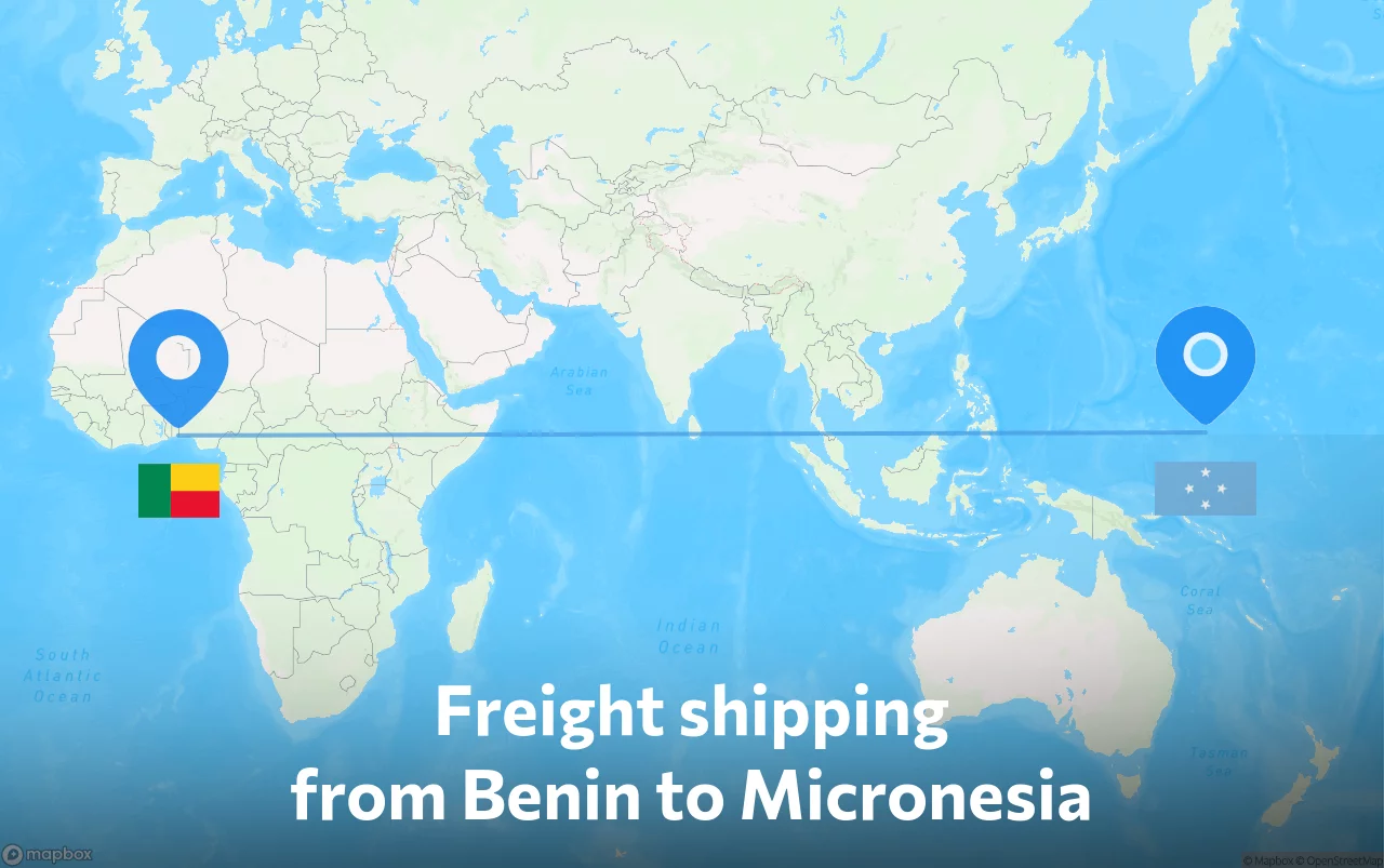Shipping route from Benin to Micronesia