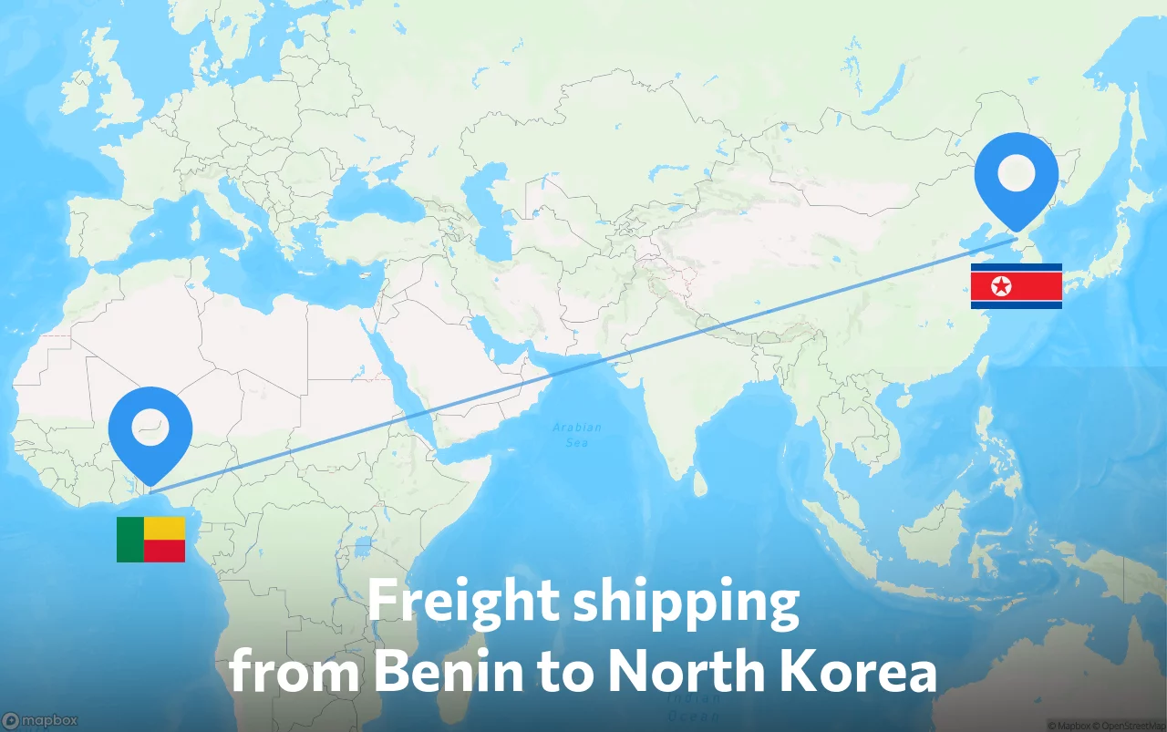 Shipping route from Benin to North Korea