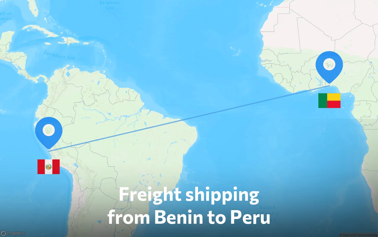 Shipping route from Benin to Peru