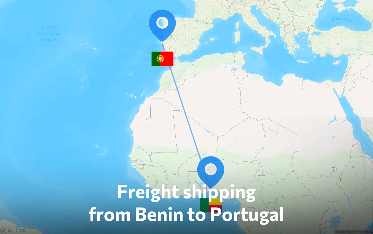 Shipping route from Benin to Portugal